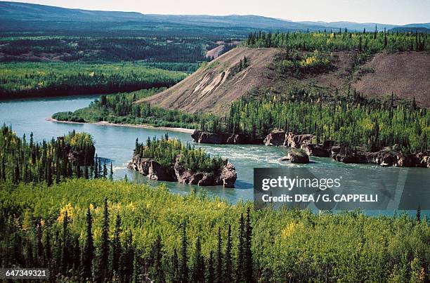 Yukon River bend, Klondike, Alaska, United States of America.
