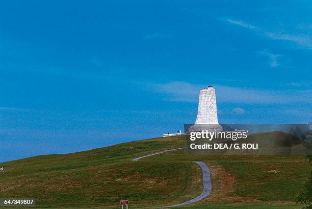 Wright Brothers National Memorial, the monument commemorating Wright Brothers' first flight by a powered aircraft, Kill Devil Hills, Kitty Hawk,...