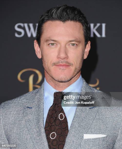 Actor Luke Evans arrives at the Los Angeles Premiere "Beauty And The Beast" at El Capitan Theatre on March 2, 2017 in Los Angeles, California.