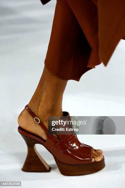 Shoe detail at the Sies Marjan show during the New York Fashion Week February 2017 collections on February 12, 2017 in New York City.