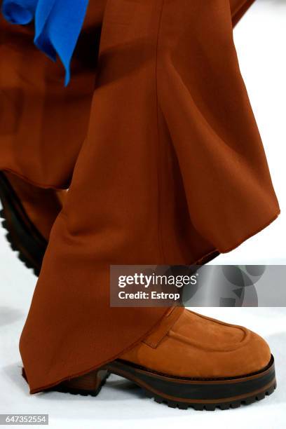 Shoe detail at the Sies Marjan show during the New York Fashion Week February 2017 collections on February 12, 2017 in New York City.