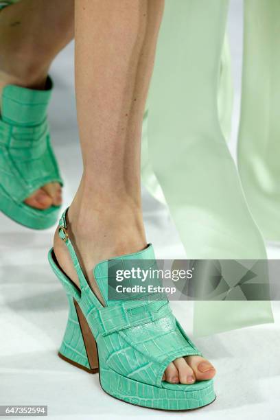 Shoe detail at the Sies Marjan show during the New York Fashion Week February 2017 collections on February 12, 2017 in New York City.