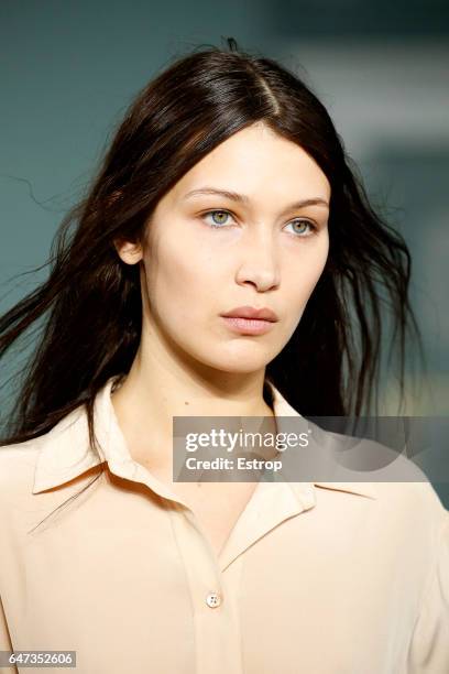 Hairstyle detail at the Sies Marjan show during the New York Fashion Week February 2017 collections on February 12, 2017 in New York City.