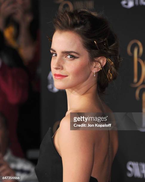 Actress Emma Watson arrives at the Los Angeles Premiere "Beauty And The Beast" at El Capitan Theatre on March 2, 2017 in Los Angeles, California.