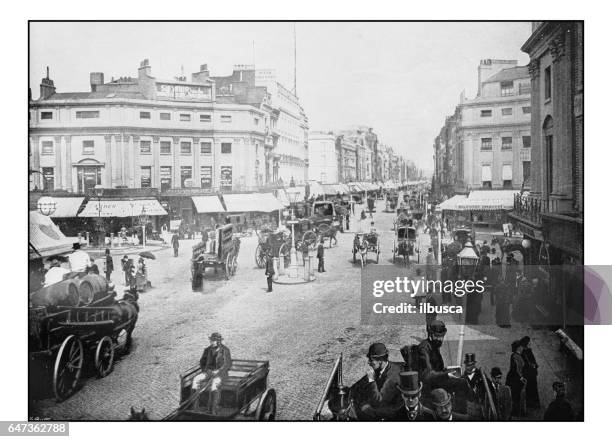 antique london's photographs: regent circus and oxford street - oxford street stock illustrations