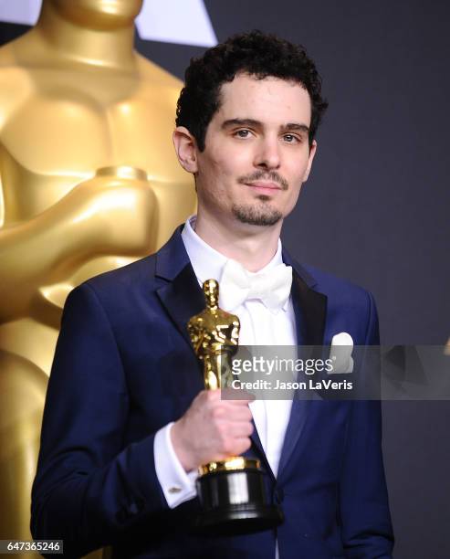 Director Damien Chazelle poses in the press room at the 89th annual Academy Awards at Hollywood & Highland Center on February 26, 2017 in Hollywood,...