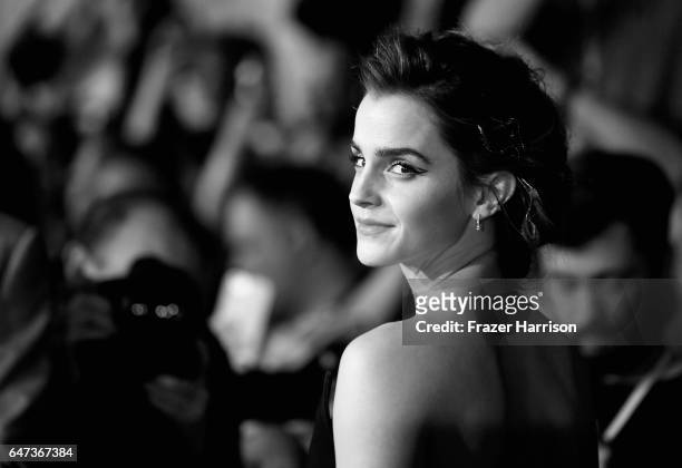 Actress Emma Watson attends Disney's 'Beauty and the Beast' premiere at El Capitan Theatre on March 2, 2017 in Los Angeles, California.