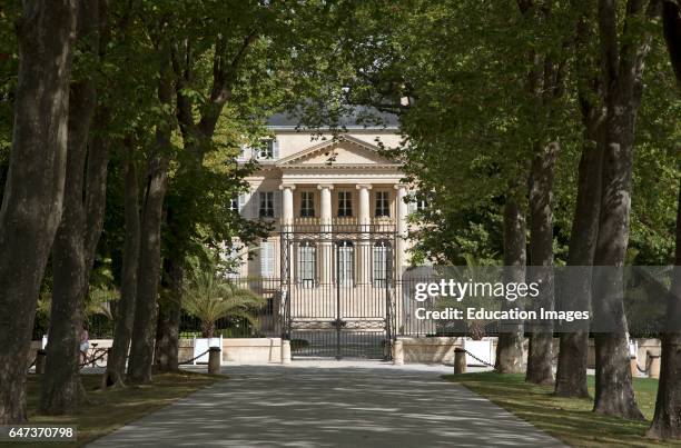 Margaux Bordeaux France, The historic Chateau Margaux situated along the wine route of the Medoc in the Bordeaux region of France.