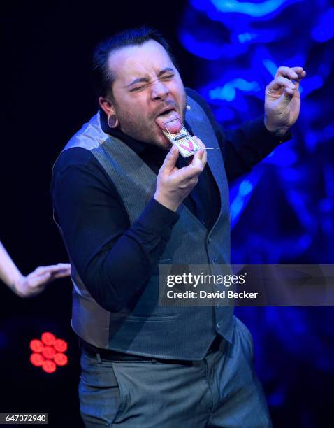 Ryan Stock of Comedy Daredevil perfroms during the ninth annual Fighters Only World Mixed Martial Arts Awards at The Venetian Las Vegas on March 2,...