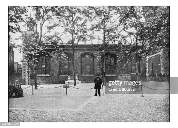 antique london's photographs: tower of london, chapel of st peter - chapel stock illustrations