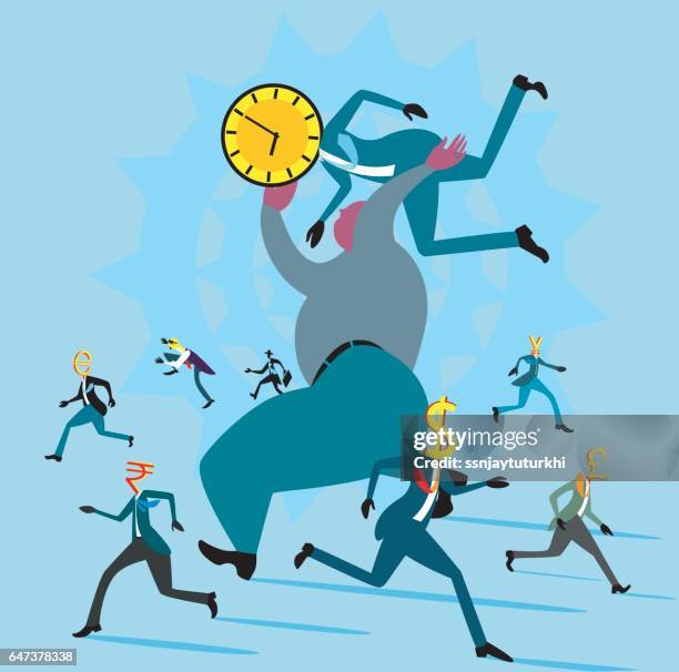business man holding the time , - schedule change stock illustrations