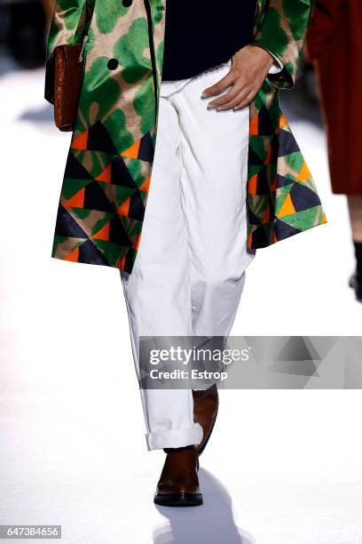 Cloth detail at the runway during the Dries Van Noten show as part of the Paris Fashion Week Womenswear Fall/Winter 2017/2018 on March 1, 2017 in...