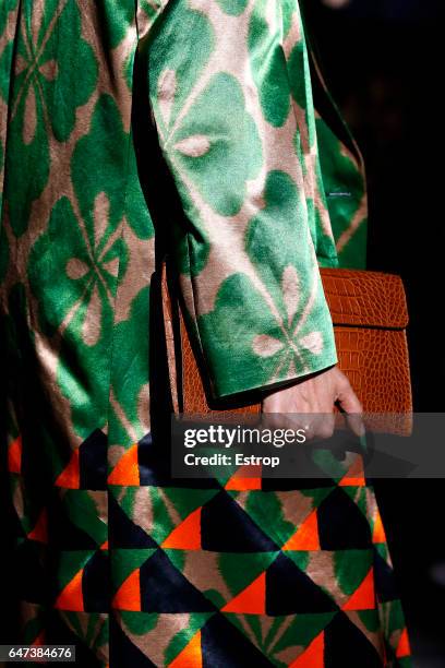 Bag detail at the runway during the Dries Van Noten show as part of the Paris Fashion Week Womenswear Fall/Winter 2017/2018 on March 1, 2017 in...