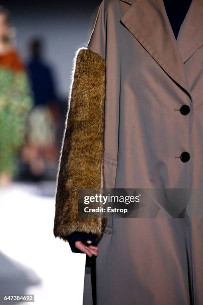 Cloth detail at the runway during the Dries Van Noten show as part of the Paris Fashion Week Womenswear Fall/Winter 2017/2018 on March 1, 2017 in...