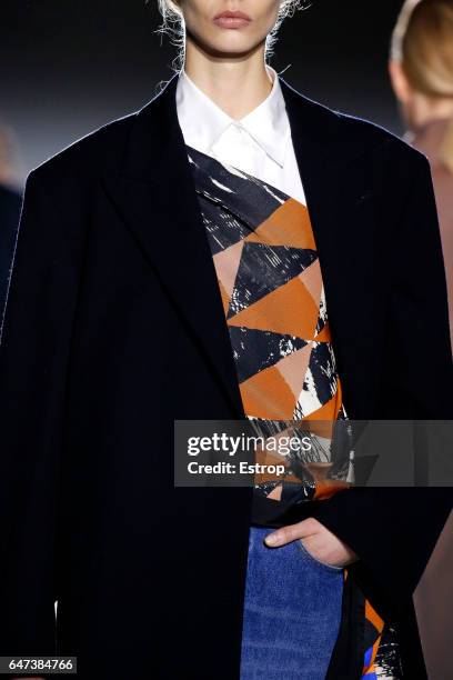 Cloth detail at the runway during the Dries Van Noten show as part of the Paris Fashion Week Womenswear Fall/Winter 2017/2018 on March 1, 2017 in...