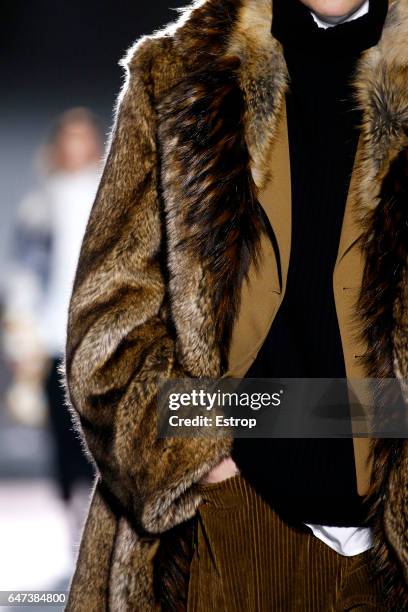 Cloth detail at the runway during the Dries Van Noten show as part of the Paris Fashion Week Womenswear Fall/Winter 2017/2018 on March 1, 2017 in...