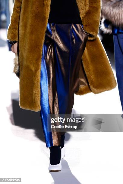 Cloth detail at the runway during the Dries Van Noten show as part of the Paris Fashion Week Womenswear Fall/Winter 2017/2018 on March 1, 2017 in...