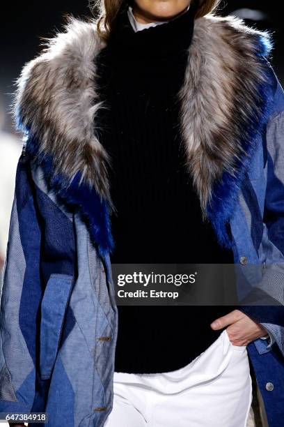 Cloth detail at the runway during the Dries Van Noten show as part of the Paris Fashion Week Womenswear Fall/Winter 2017/2018 on March 1, 2017 in...