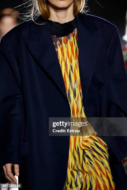 Cloth detail at the runway during the Dries Van Noten show as part of the Paris Fashion Week Womenswear Fall/Winter 2017/2018 on March 1, 2017 in...