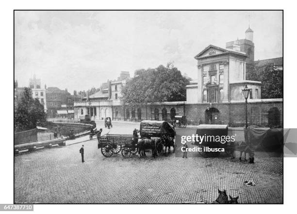 antique london's photographs: st. bartholomew's hospital - imperial cathedral of saint bartholomew stock illustrations