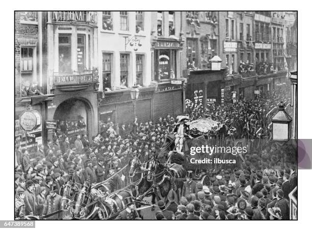 antique london's photographs: lord mayor's procession - fleet street stock illustrations