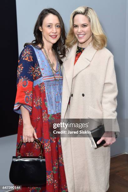 Chiara de Rege and Ali Wise attend Damian Loeb Sgr A* at Acquavella Galleries on March 2, 2017 in New York City.