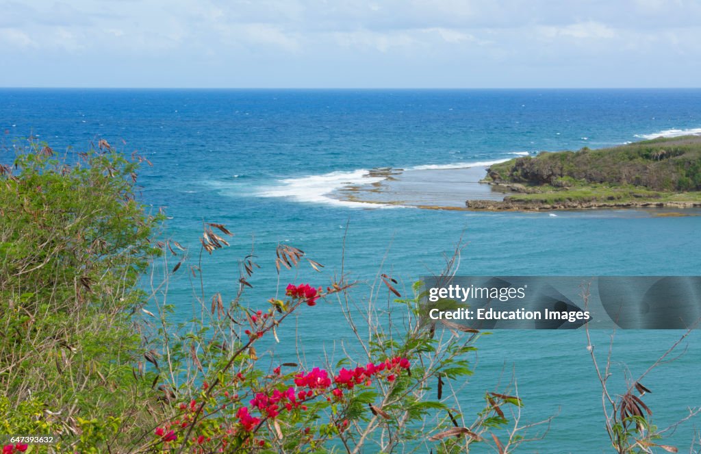 Guam USA Territory Talofofo bay with waves in cove in Talofofo in south east Guam