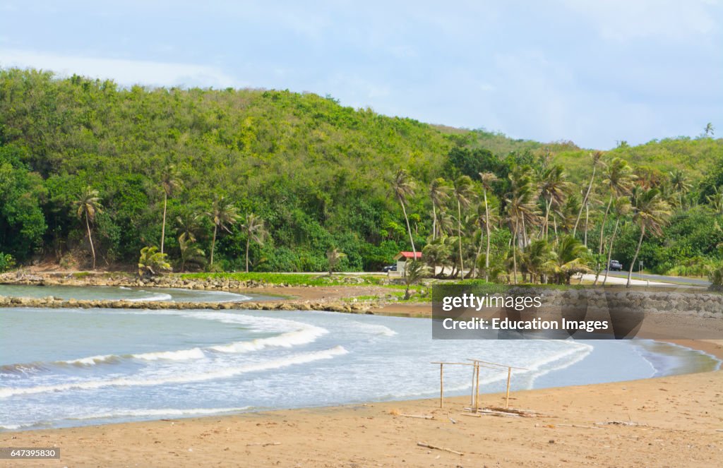 Guam USA Territory Talofofo bay with waves in cove in Talofofo in south east Guam