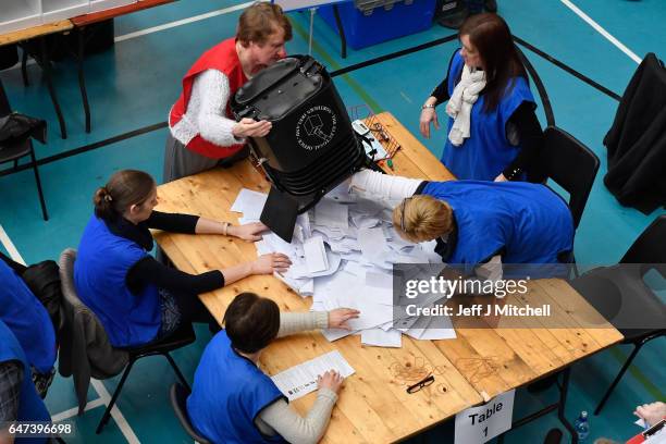 Counting gets underway in the Seven Towers Leisure Centre for the North Antrim and Mid Ulster seats in the Northern Ireland assembly election on...