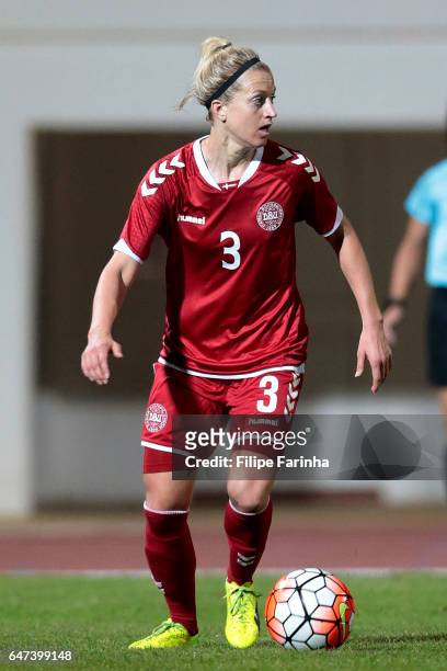 Janni Arnth Jensen of Denmark in action during the Algarve Cup Tournament Match between Denmark Women and Canada W on March 1, 2017 in Lagos,...