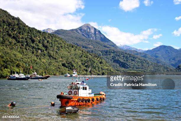 aisen fjord at puerto chacabuco, chile - aysén del general carlos ibáñez del campo stock pictures, royalty-free photos & images