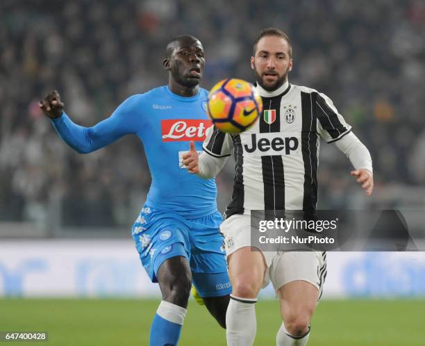 Gonzalo Higuain of Juventus during the Italian Football Cup Tim Cup 2016-2017 match between FC Juventus and SSC Napoli at Juventus Stadium on...