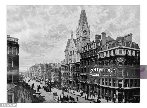 antique london's photographs: the memorial hall, farringdon street - manchester city stock illustrations