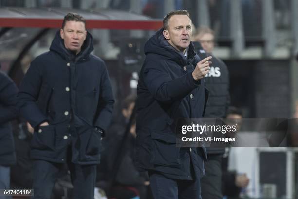 Coach John van den Brom of AZ Alkmaarduring the Dutch Cup semi final match between AZ Alkmaar and sc Cambuur Leeuwarden at AFAS stadium on March 02,...