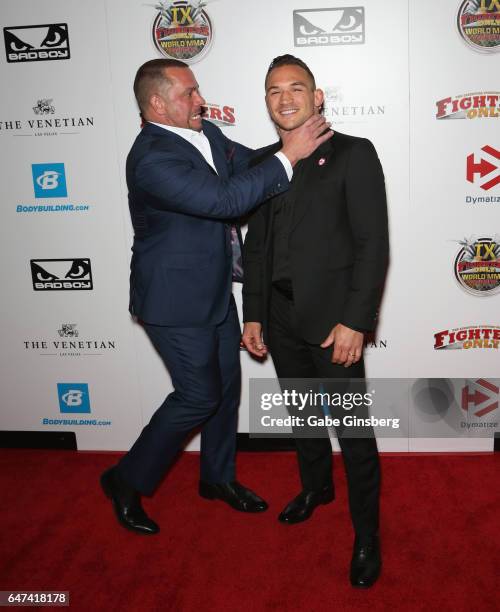 Chris Patterson jokes around with mixed martial artist Michael Chandler as they attend the ninth annual Fighters Only World Mixed Martial Arts Awards...