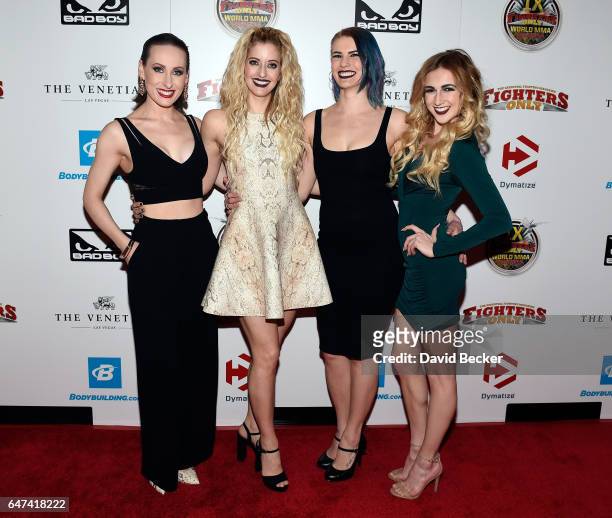 Cast members of Baz Tiffany O'Connor, Anne Martinez, Caitlin Ary and Savannah Cross attend the ninth annual Fighters Only World Mixed Martial Arts...