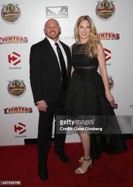 Trainer Mike Dolce and his wife Brandy Dolce attend the ninth annual Fighters Only World Mixed Martial Arts Awards at The Palazzo Las Vegas on March...