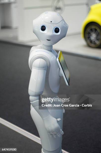 Pepper, the robot from SoftBank and Aldebaran, during the Mobile World Congress, on March 2, 2017 in Barcelona, Spain. "n