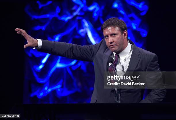 Mixed martial artist Stephan Bonnar presents the MMA Media Source of the Year award during the ninth annual Fighters Only World Mixed Martial Arts...