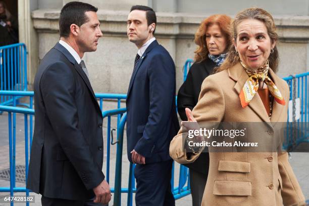 Princess Elena of Spain attends the traditional thanksgiving to Medinaceli's Christ at the Jesus of Medinaceli Church on March 3, 2017 in Madrid,...