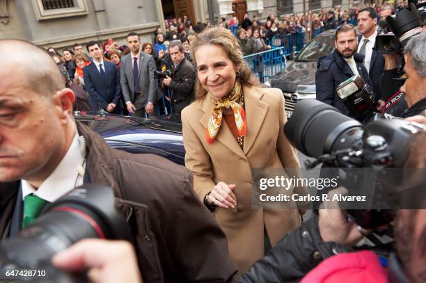 Princess Elena of Spain attends the traditional thanksgiving to Medinaceli's Christ at the Jesus of Medinaceli Church on March 3, 2017 in Madrid,...