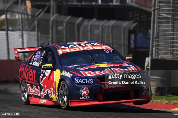 Shane Van Gisbergen drives the Red Bull Racing Australia Holden Commodore VF during the Clipsal 500, which is part of the Supercars Championship at...