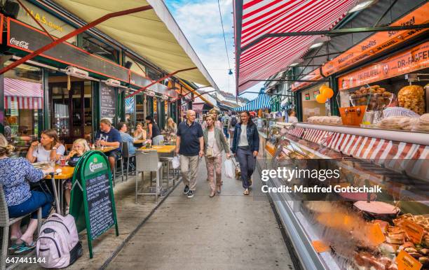 choice of delicacies at naschmark - naschmarkt vienna stockfoto's en -beelden