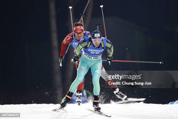 Artem Pryma of Ukraine competes in the Men 10km Sprint during the BMW IBU World Cup Biathlon 2017 - test event for PyeongChang 2018 Winter Olympic...