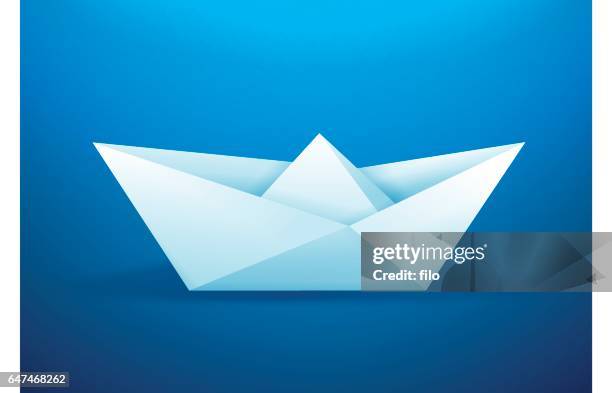 papier origami-boot - paper boat stock-grafiken, -clipart, -cartoons und -symbole