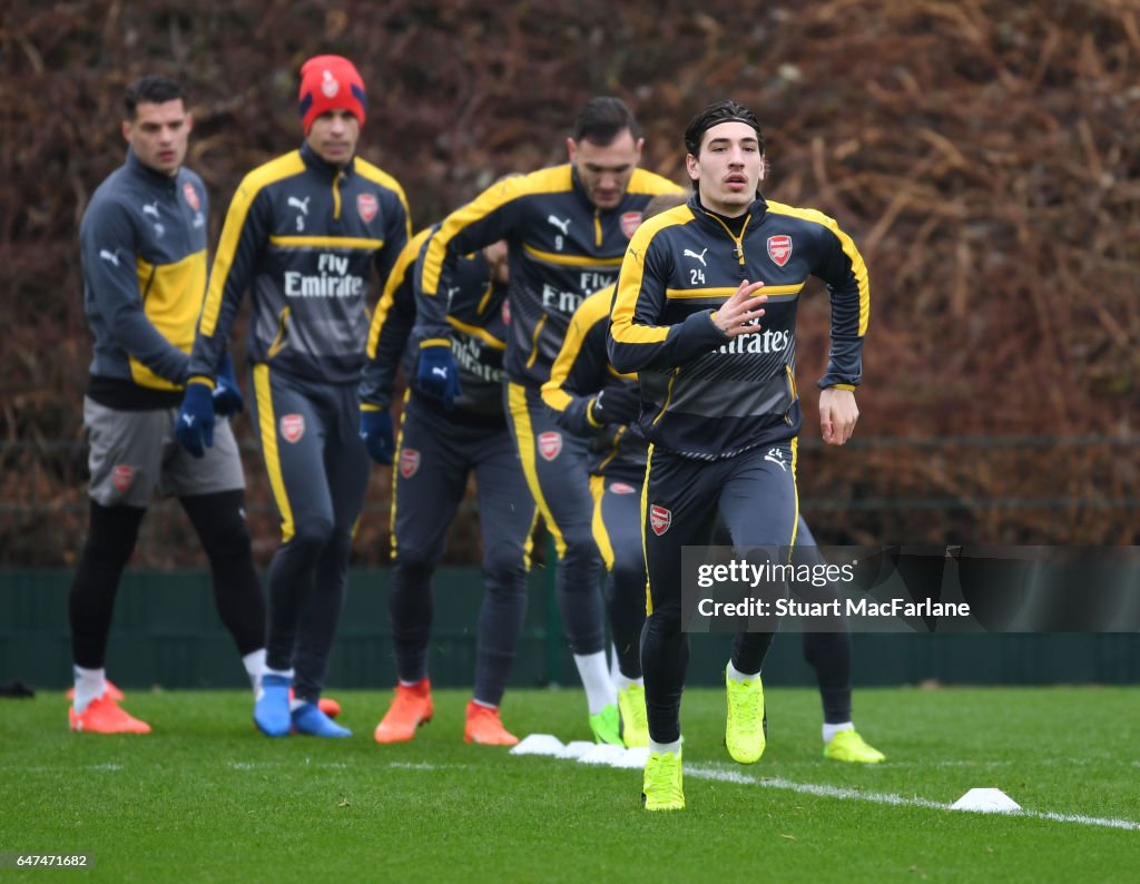 Arsenal Training Hector Bellerin of Arsenal during a training session at London Colney ...