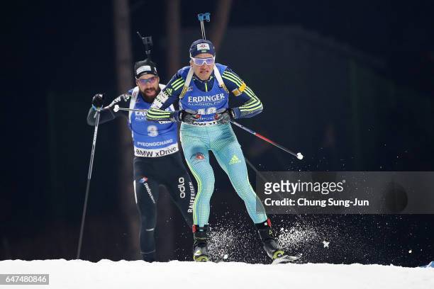 Sergey Semenov of Ukraine competes in the Men 10km Sprint during the BMW IBU World Cup Biathlon 2017 - test event for PyeongChang 2018 Winter Olympic...