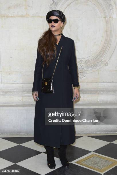 Rihanna attends the Christian Dior show as part of the Paris Fashion Week Womenswear Fall/Winter 2017/2018 on March 3, 2017 in Paris, France.