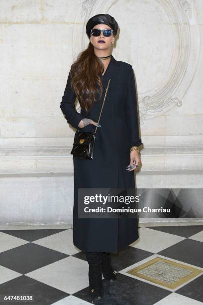 Rihanna attends the Christian Dior show as part of the Paris Fashion Week Womenswear Fall/Winter 2017/2018 on March 3, 2017 in Paris, France.
