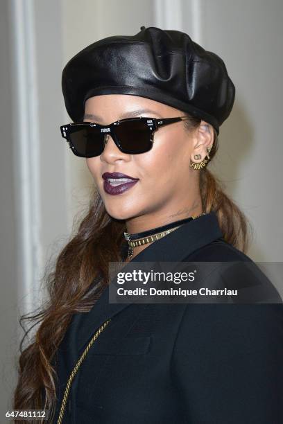 Rihanna attends the Christian Dior show as part of the Paris Fashion Week Womenswear Fall/Winter 2017/2018 on March 3, 2017 in Paris, France.